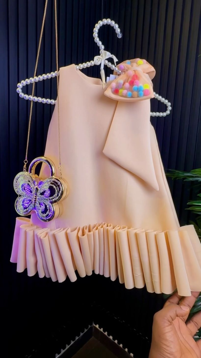 Peach Roll-Ruffle Dress