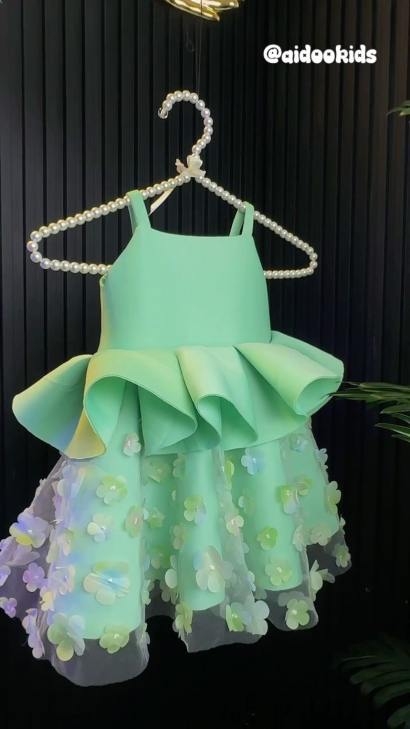 Mint Peplum Sequin Dress